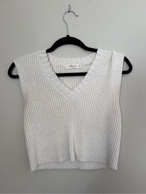 Molly Green Cream Ribbed Knit Sweater Vest